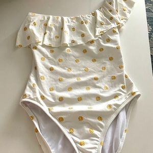 Lilly Pulitzer size 0 Resort white squeeze the juice one shoulder bathing suit
